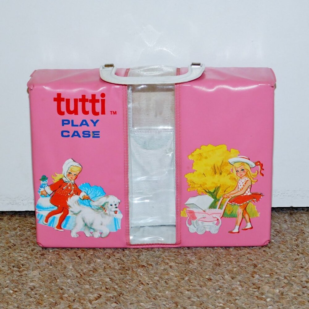 Vintage 1965 Mattel Barbie Vinyl Tutti Play Case Pink Variant Fashion Doll Case